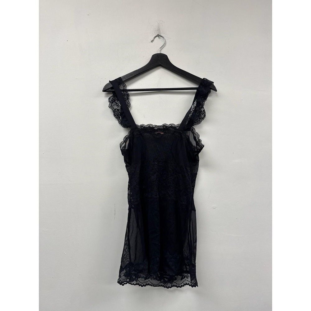Victoria's Secret Chemise Womens Large Black‎ Lace Mesh Polka Dot Sexy Lingerie - Picture 3 of 6